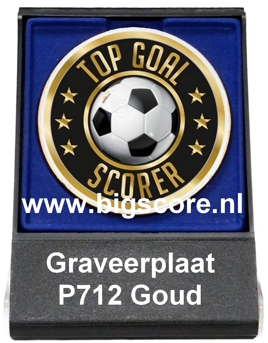 Voetbal Top Goal Scorer Acryl in medailledoosje Blauw-Zwart G/Z/B